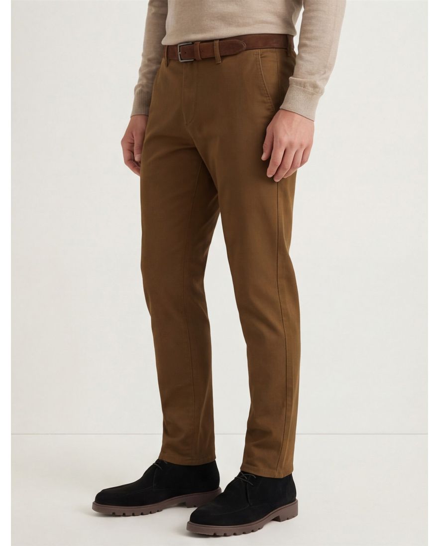 Gardeur broek bruin effen katoen