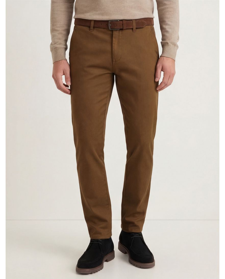 Gardeur broek bruin effen katoen