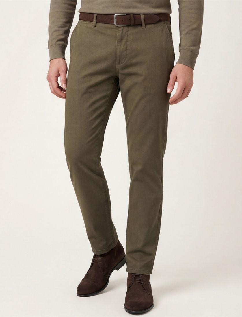 Pantalon effen groen normale fit Gardeur