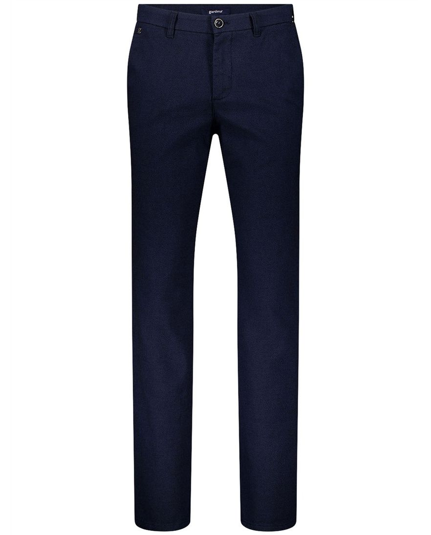 Gardeur pantalon effen donkerblauw katoen
