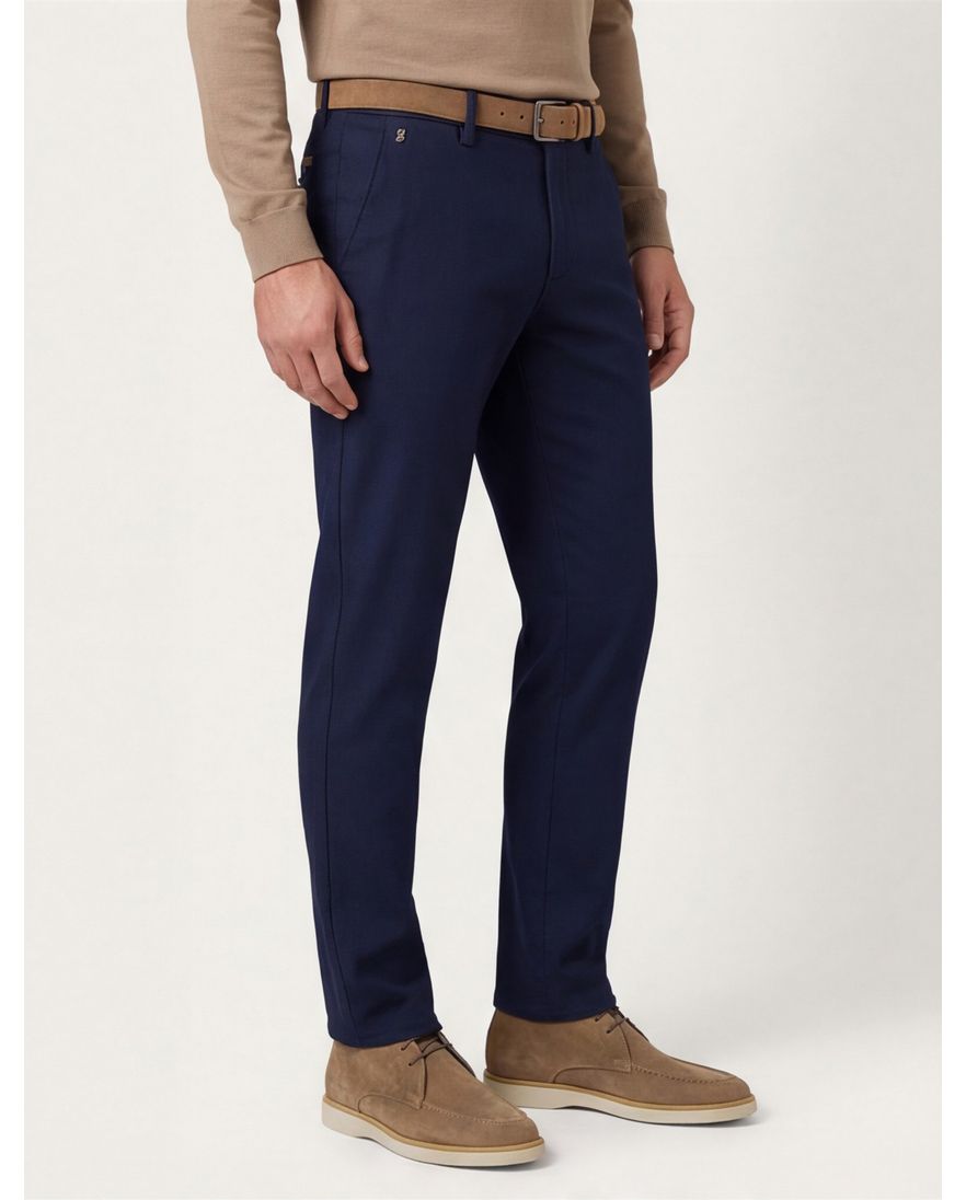 Gardeur pantalon effen donkerblauw katoen