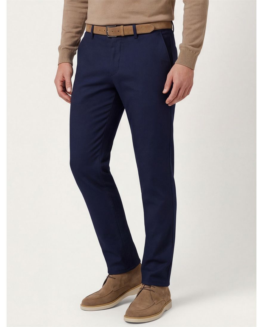 Gardeur pantalon effen donkerblauw katoen