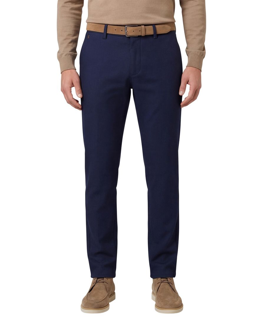 Gardeur pantalon effen donkerblauw katoen