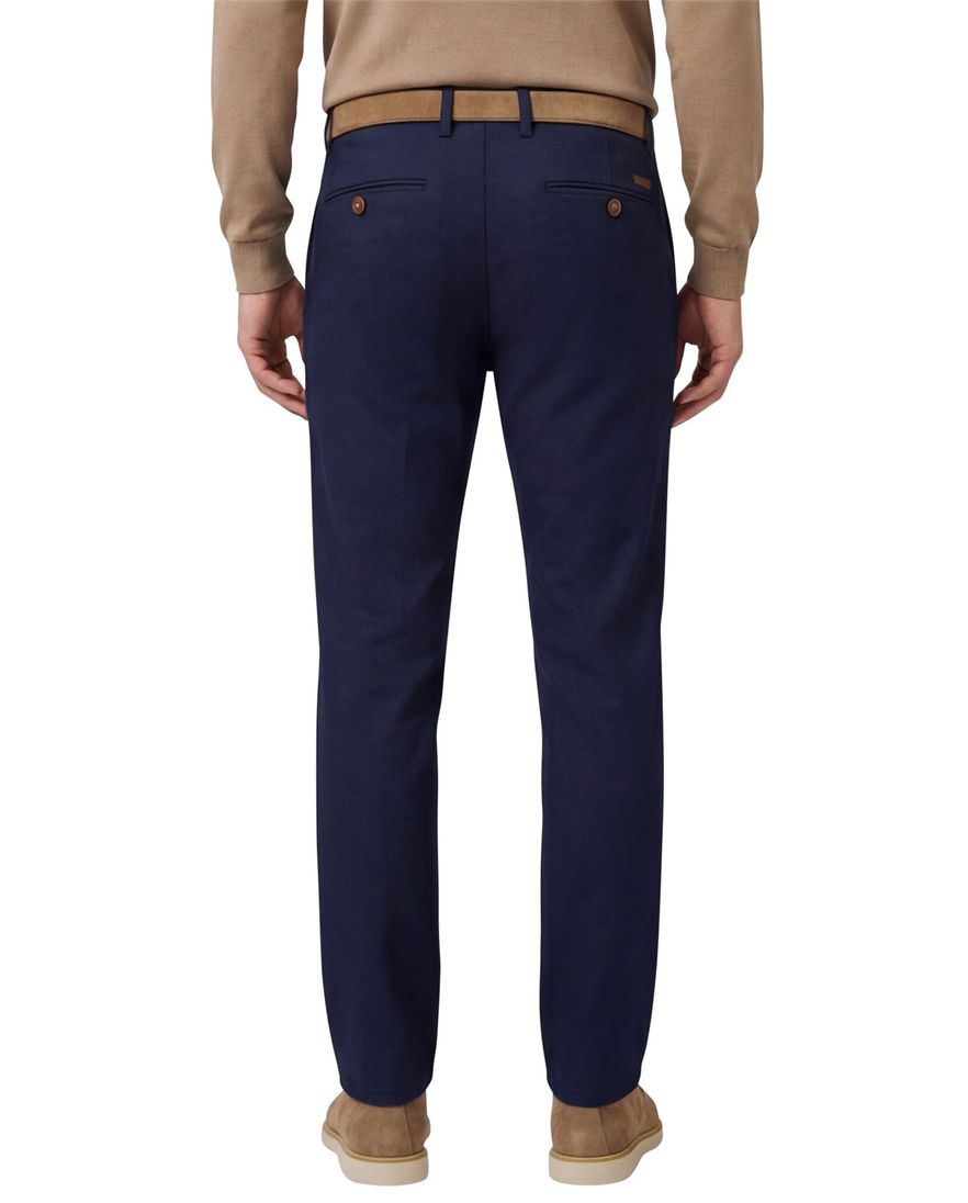 Gardeur pantalon effen donkerblauw katoen