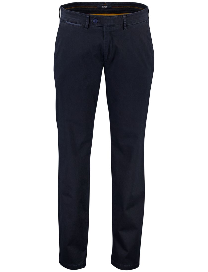 Eurex pantalon donkerblauw katoen normale fit effen