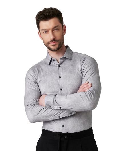 Desoto Desoto overhemd grijs gemêleerd Casual Kent semi-wide collar