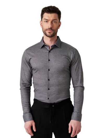 Desoto Desoto Casual Kent overhemd grijs gemêleerd semi-wide collar