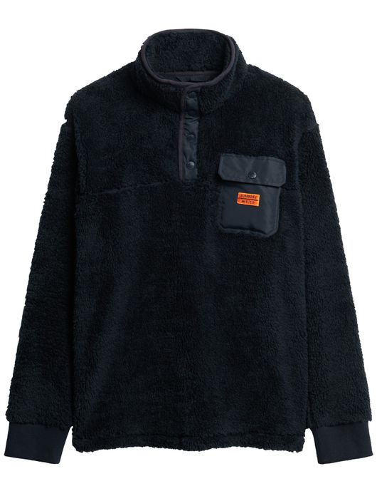 Superdry trui half zip fleece donkerblauw