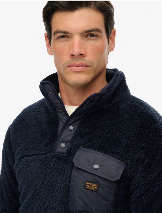 Superdry trui half zip fleece donkerblauw