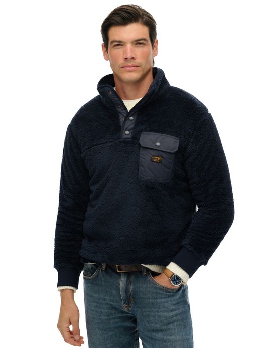 Superdry trui half zip fleece donkerblauw