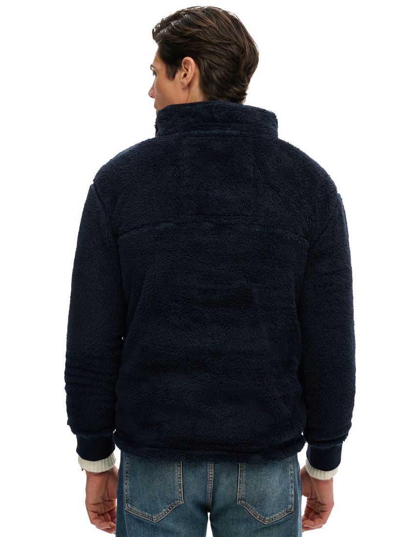 Trui Superdry fleece Donkerblauw Half Zip Knopen