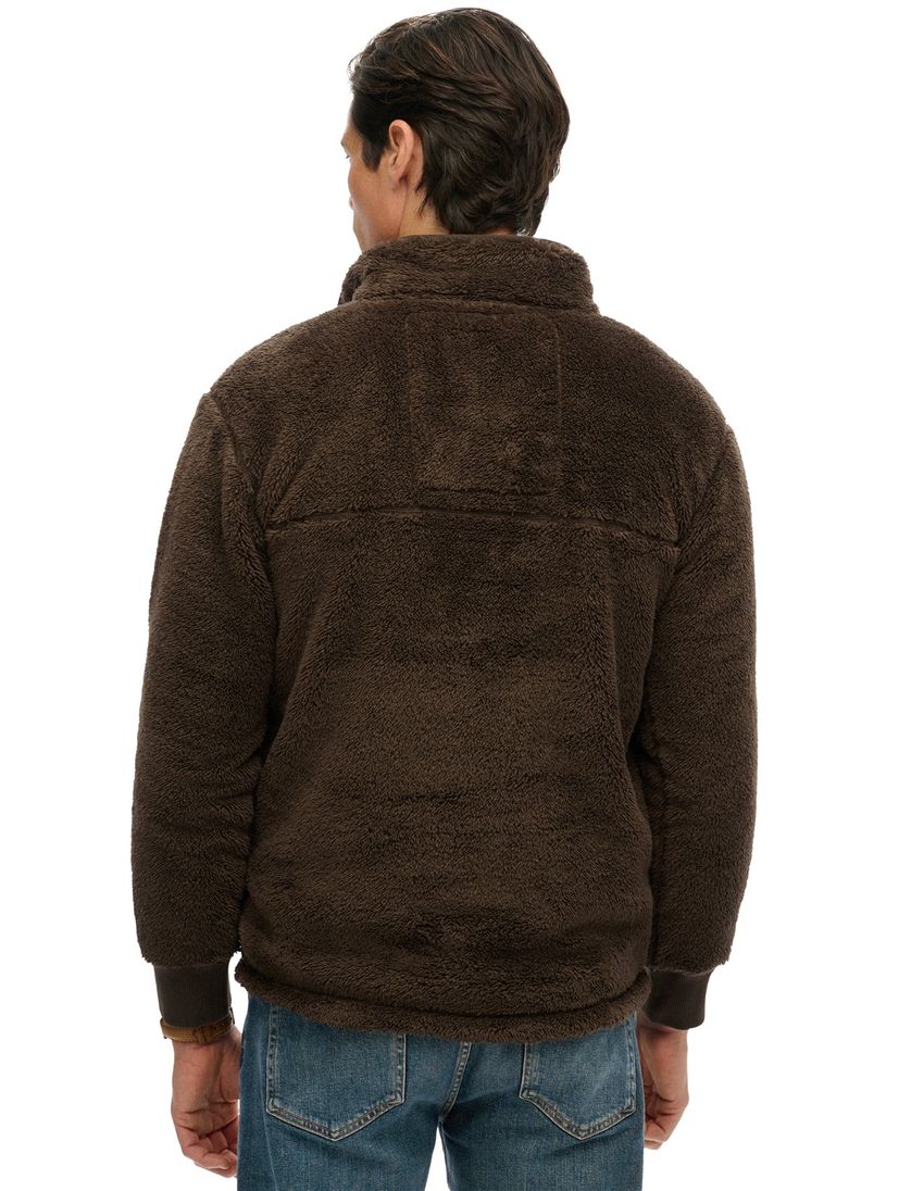 Superdry sweater fleece bruin met borstzak