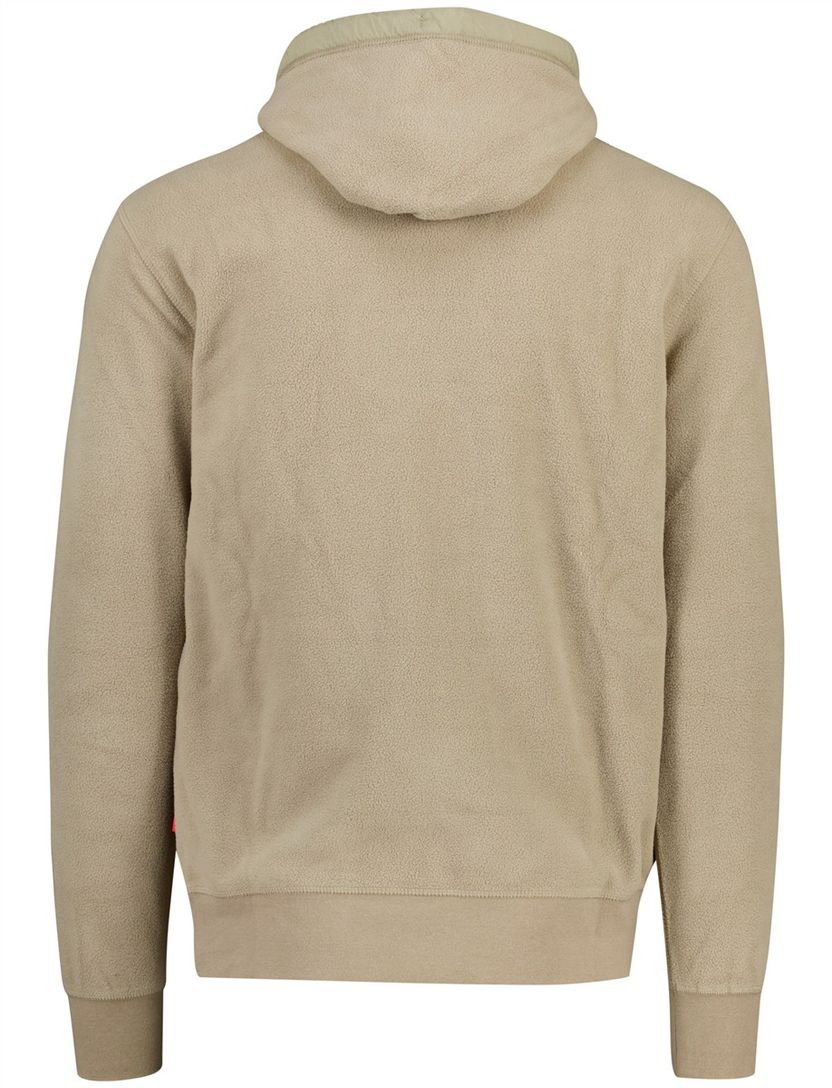 Superdry Hoodie Beige fleece groen logo met capuchon
