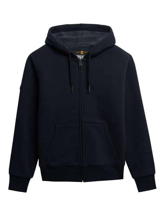 Superdry vest donkerblauw gevoerd fleece capuchon