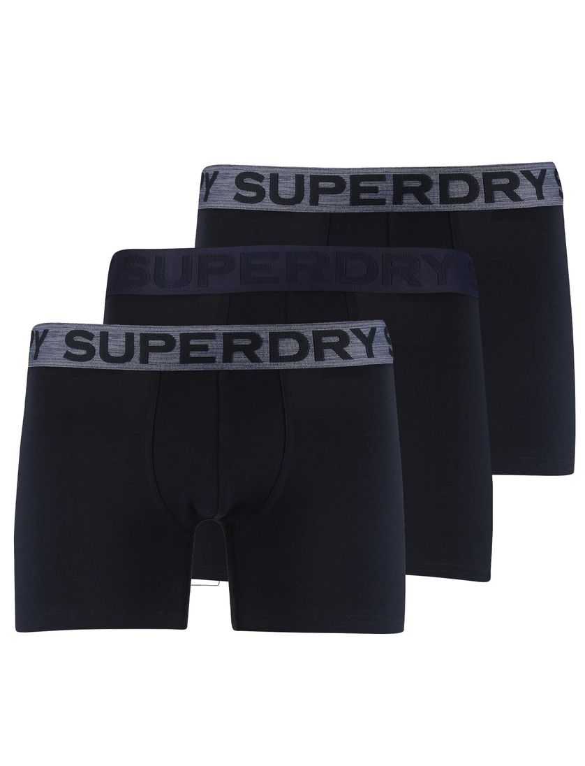Superdry boxershorts donkerblauw 3-pack effen