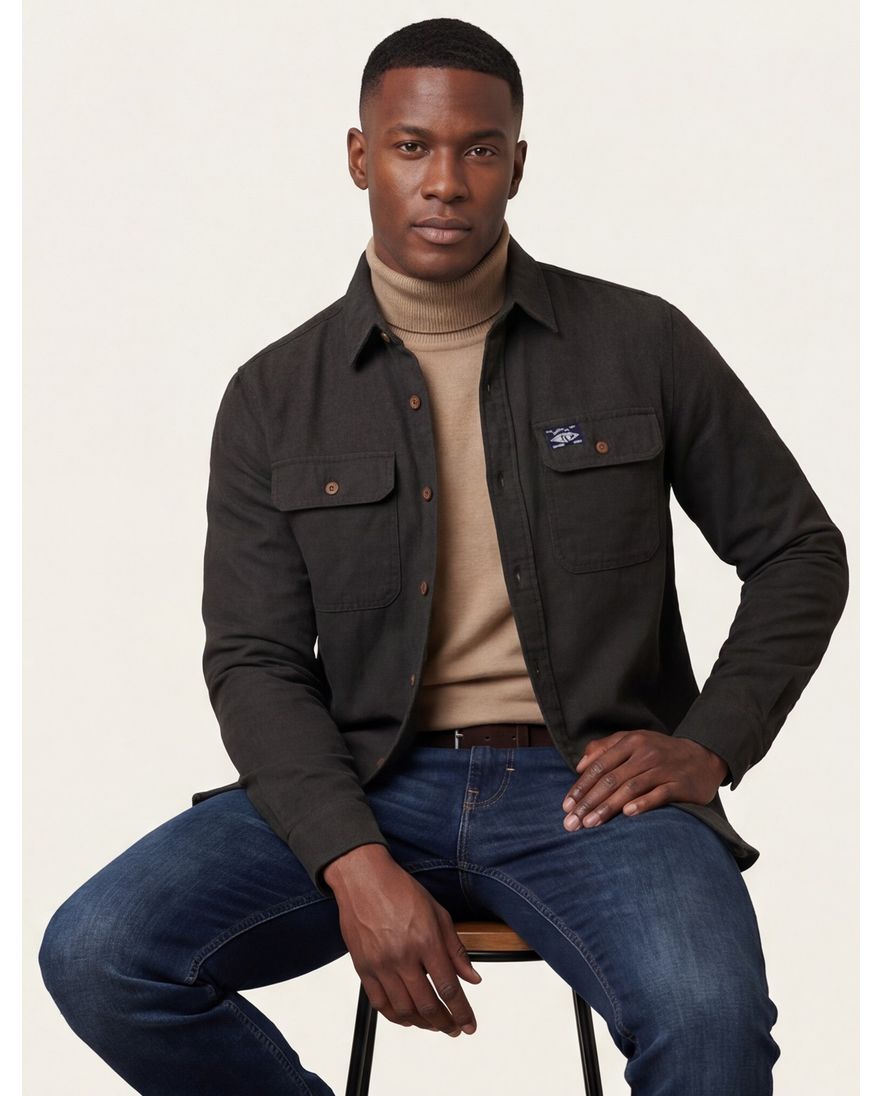 Superdry overshirt olijfgroen met dubbele borstzakken