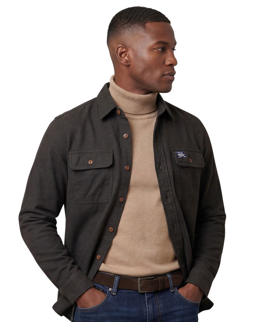 Superdry overshirt olijfgroen met dubbele borstzakken