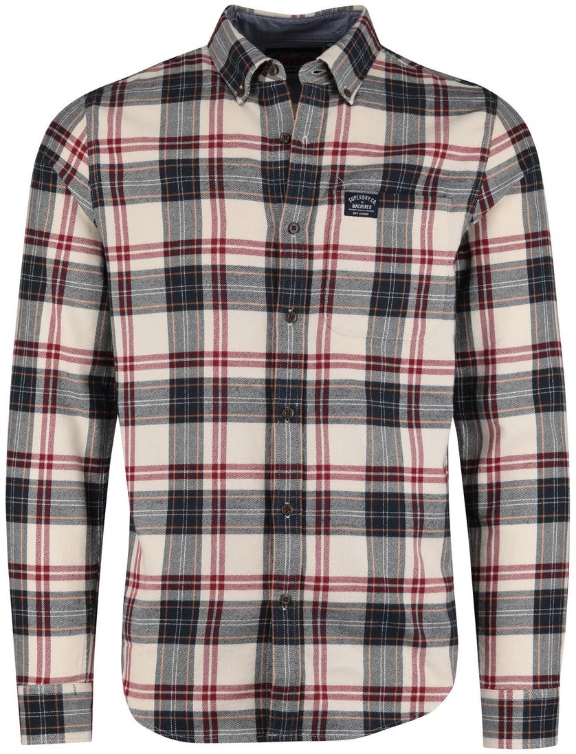 casual overhemd Superdry creme geruit