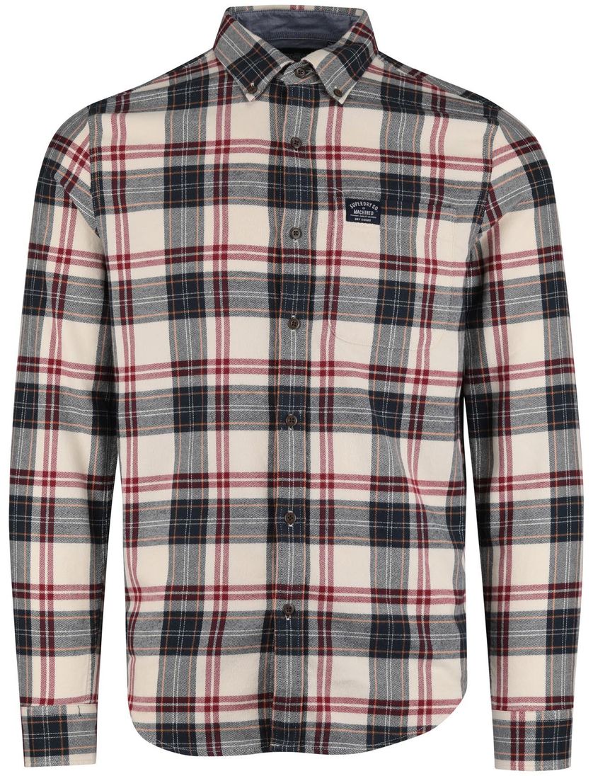 casual overhemd Superdry creme geruit