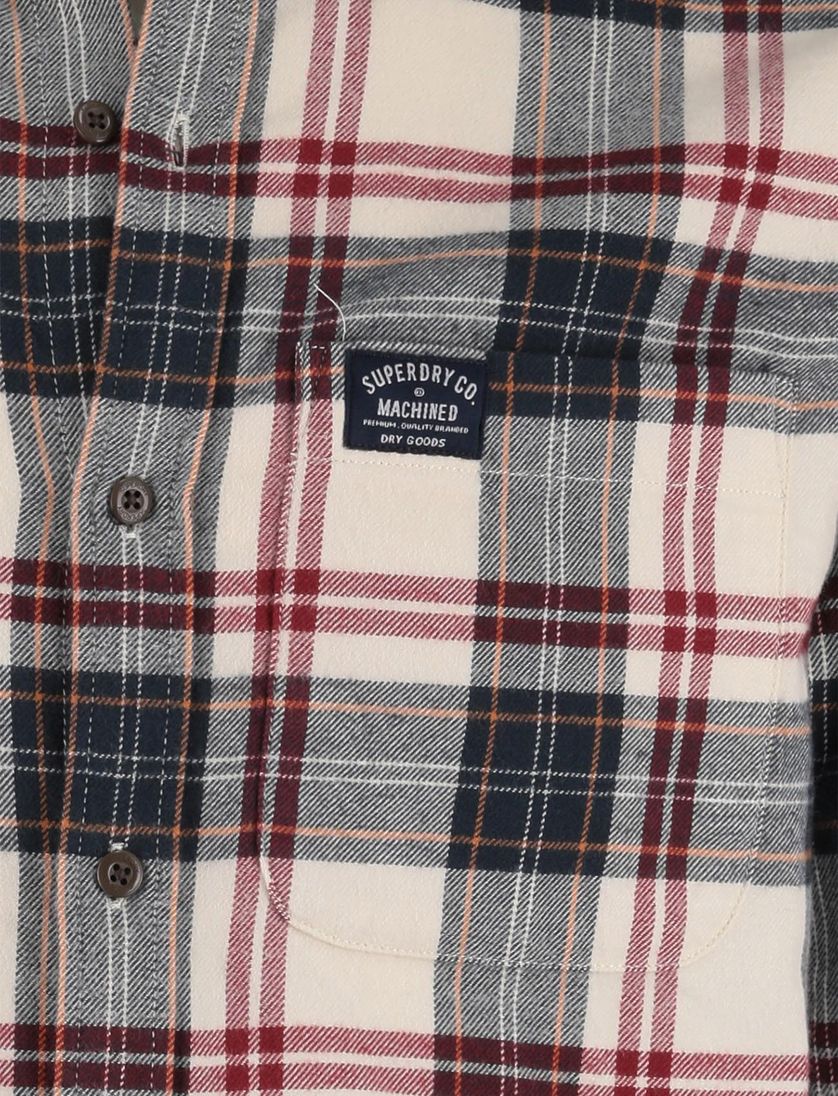 casual overhemd Superdry creme geruit