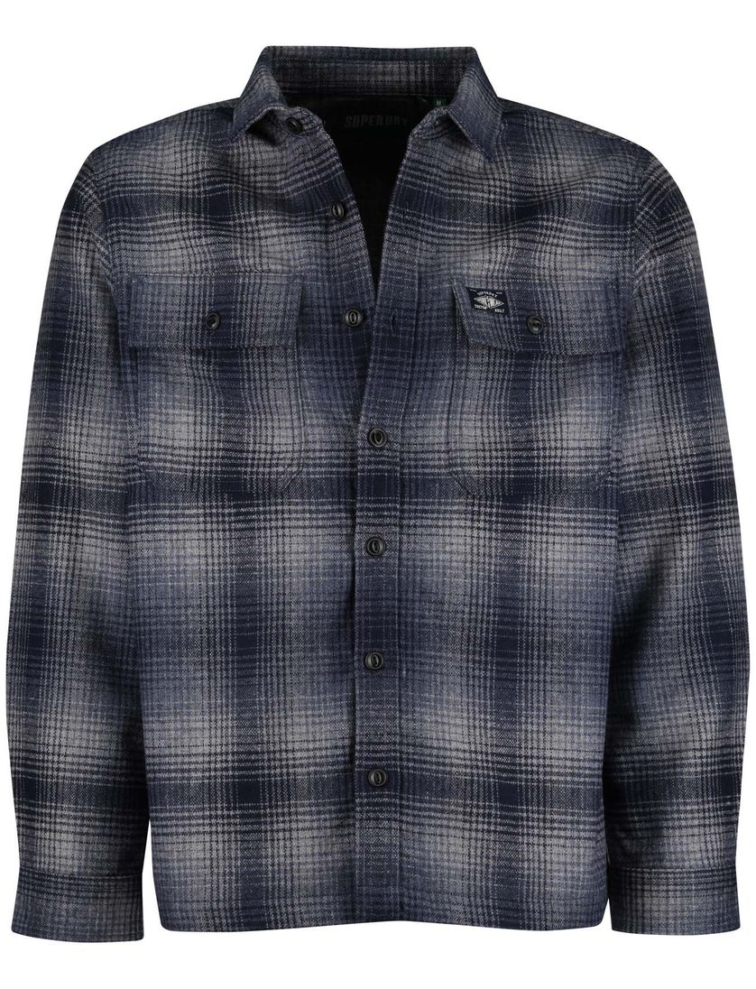 Superdry overshirt navy geprint polyester