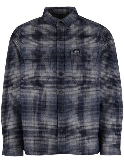 Superdry overshirt navy geprint polyester met dubbele borstzakken