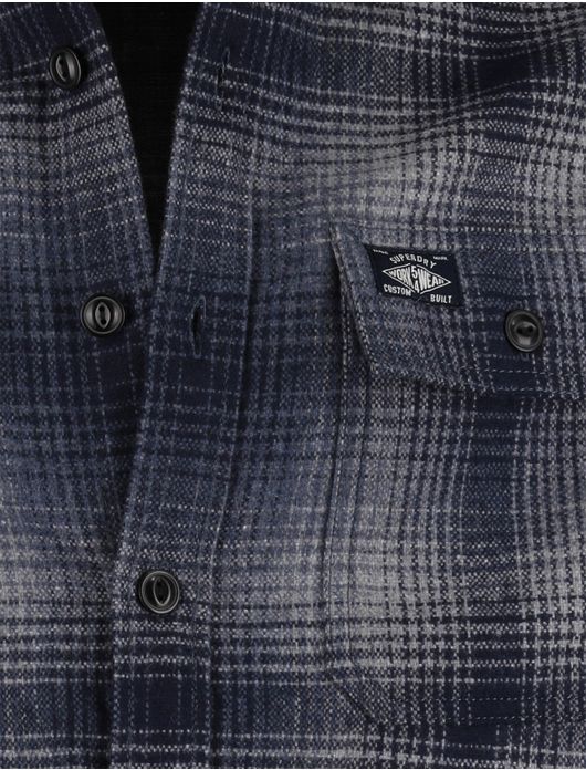Superdry overshirt navy geprint wol