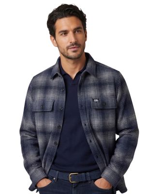 Superdry Superdry overshirt navy geprint polyester met dubbele borstzakken