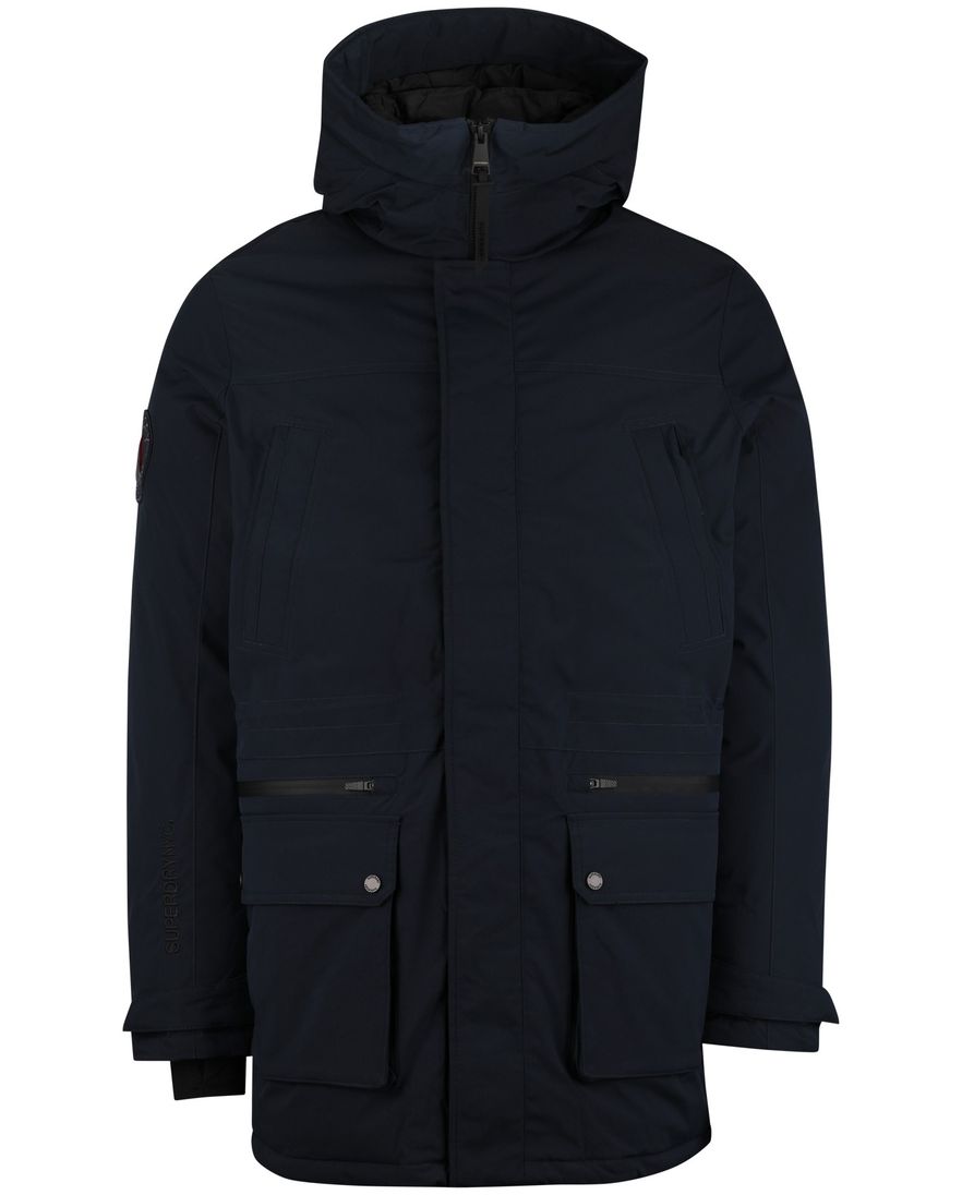 Superdry Winterjas Donkerblauw parka waterafstotend gevoerd