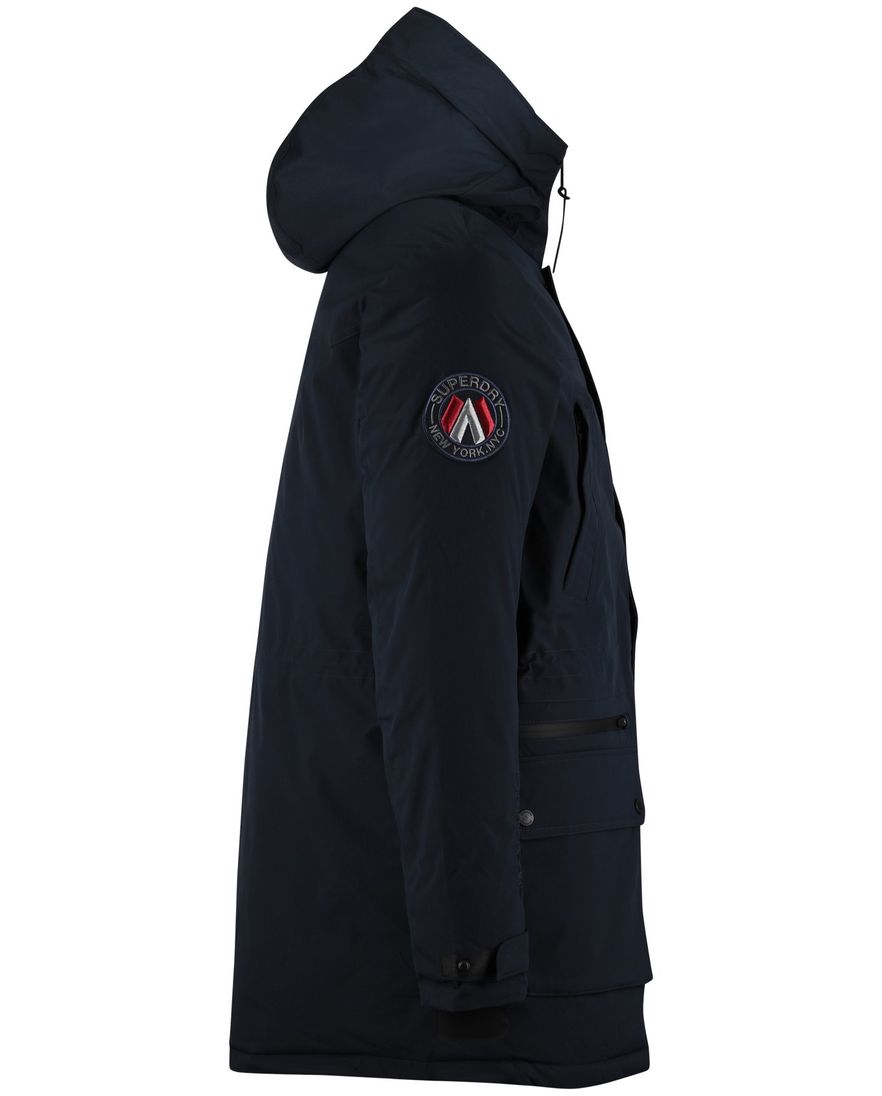 Superdry Winterjas Donkerblauw parka waterafstotend gevoerd