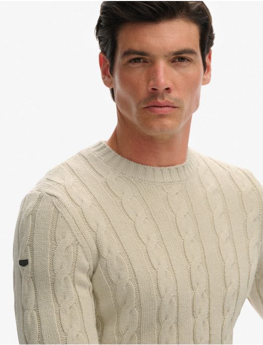 Superdry Trui Creme gebreid kabel