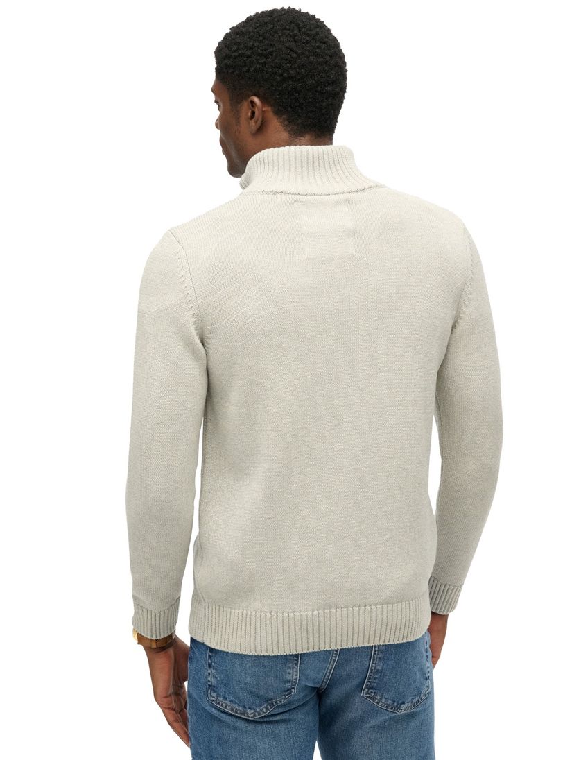 Superdry trui grijs half zip gebreid katoen effen