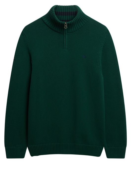 Superdry trui donkergroen katoen gebreid half zip