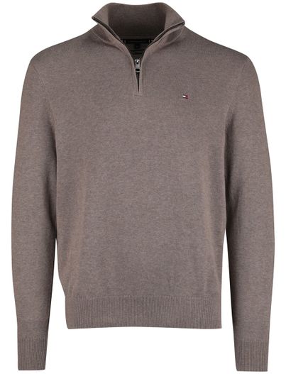 Tommy Hilfiger Tommy Hilfiger Half Zip bruin katoen lange mouw