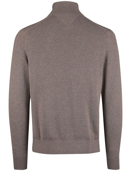 Tommy Hilfiger Half Zip bruin katoen gemêleerd