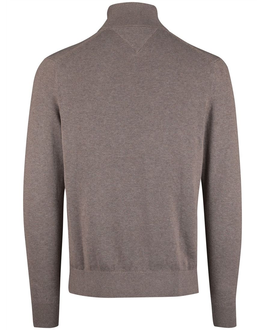 Tommy Hilfiger Half Zip bruin katoen gemêleerd