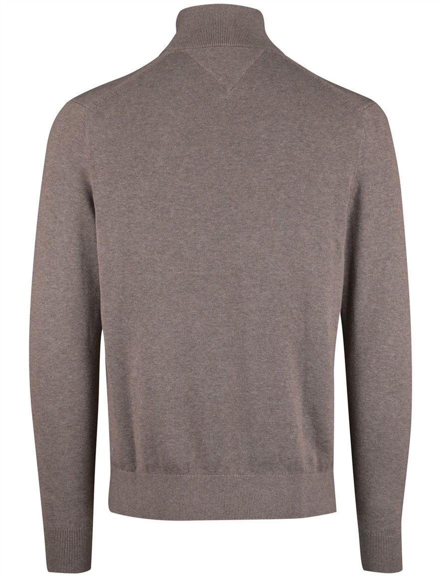 Tommy Hilfiger Half Zip bruin katoen gemêleerd