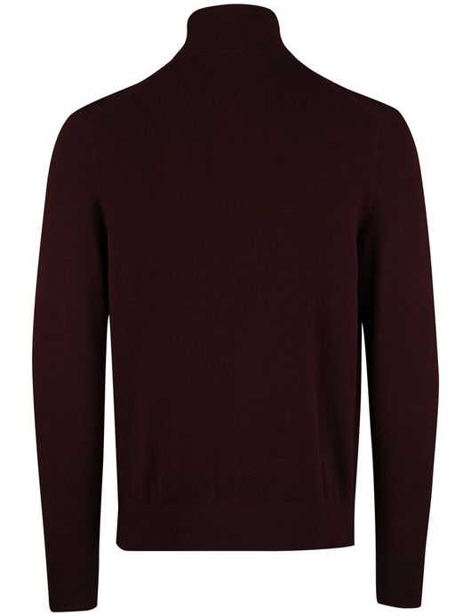 Tommy Hilfiger trui half zip bordeaux effen katoen
