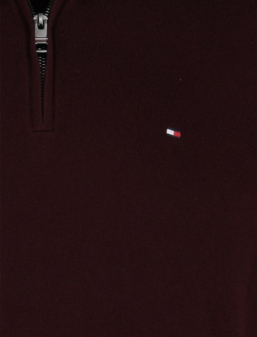 Tommy Hilfiger trui half zip bordeaux katoen