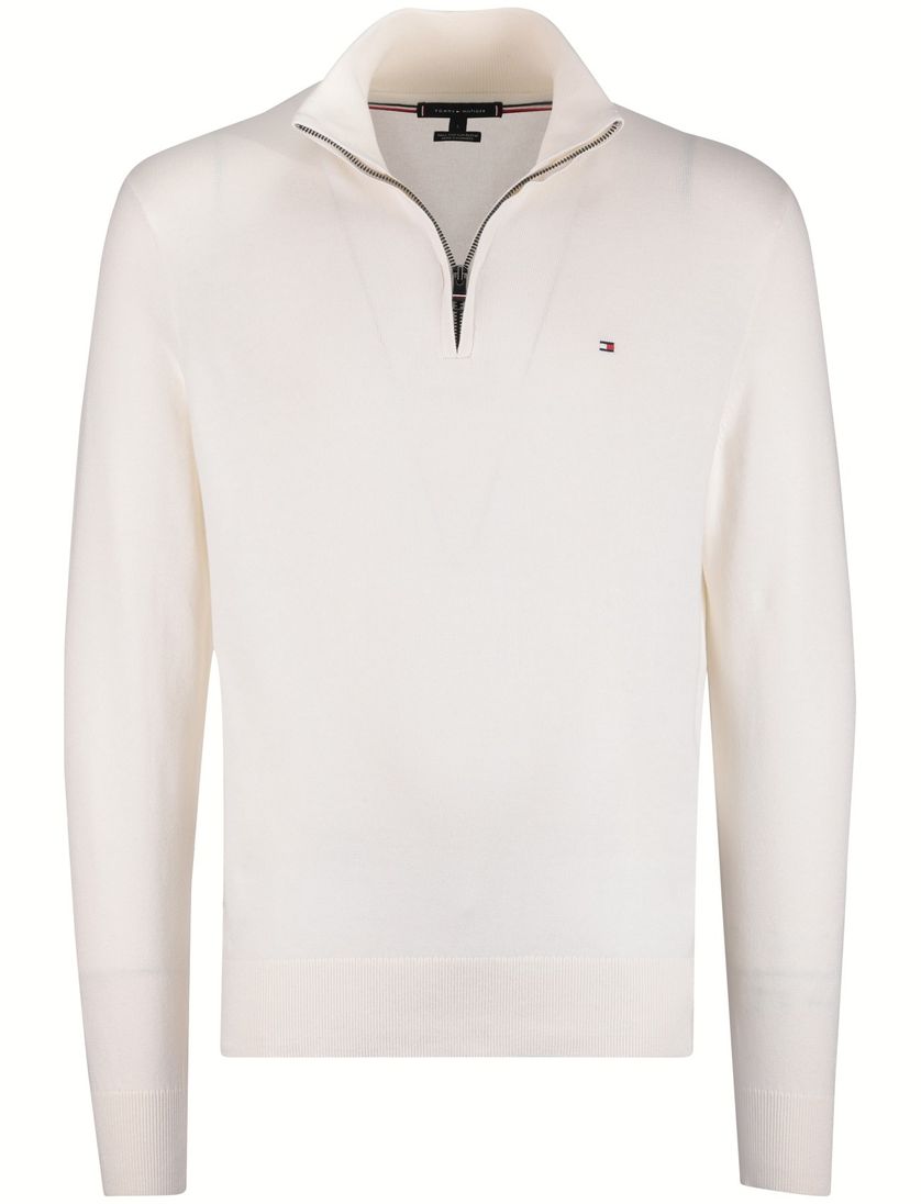 Trui wit Tommy Hilfiger half zip