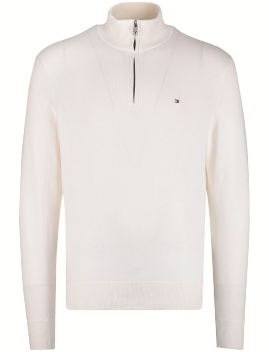 Tommy Hilfiger trui wit half zip effen