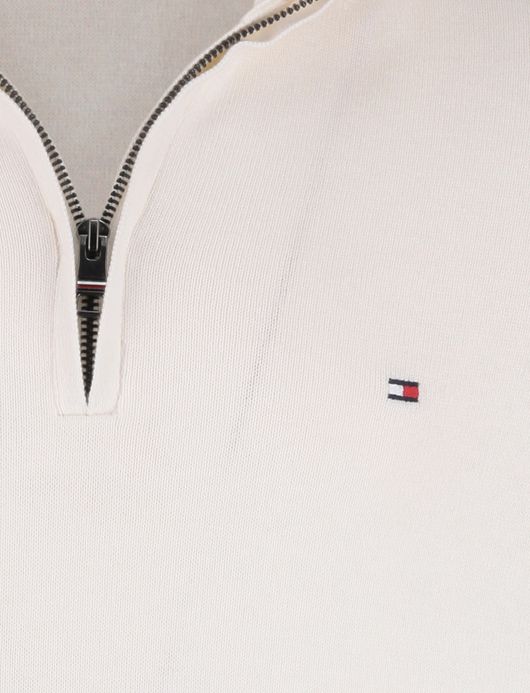 Tommy Hilfiger trui wit half zip effen