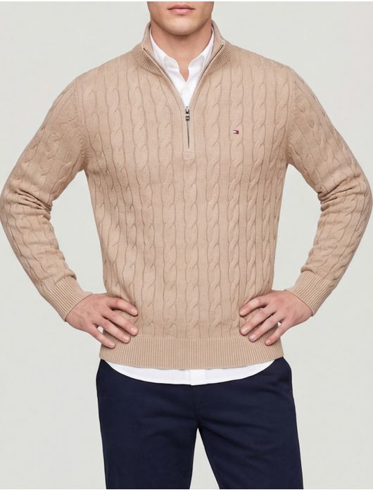 Tommy Hilfiger half zip trui bruin