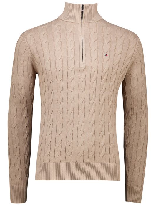 Tommy Hilfiger half zip trui bruin
