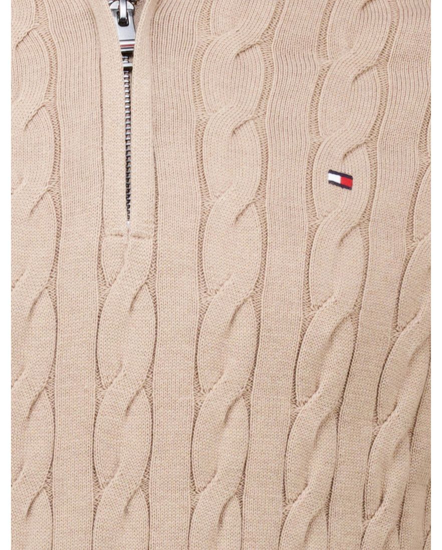 Tommy Hilfiger half zip trui bruin katoen