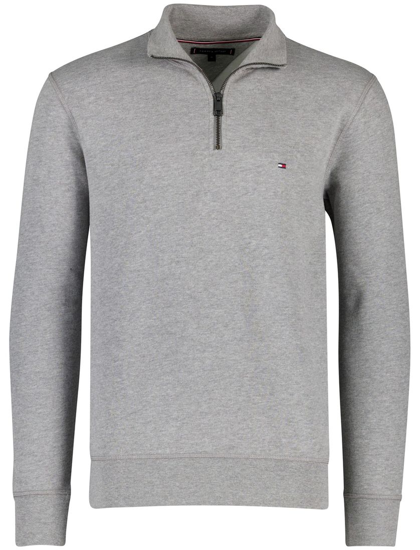 Tommy Hilfiger sweater half zip grijs katoen