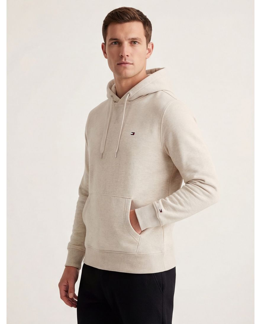 Tommy Hilfiger hoodie grijs effen normale fit katoen