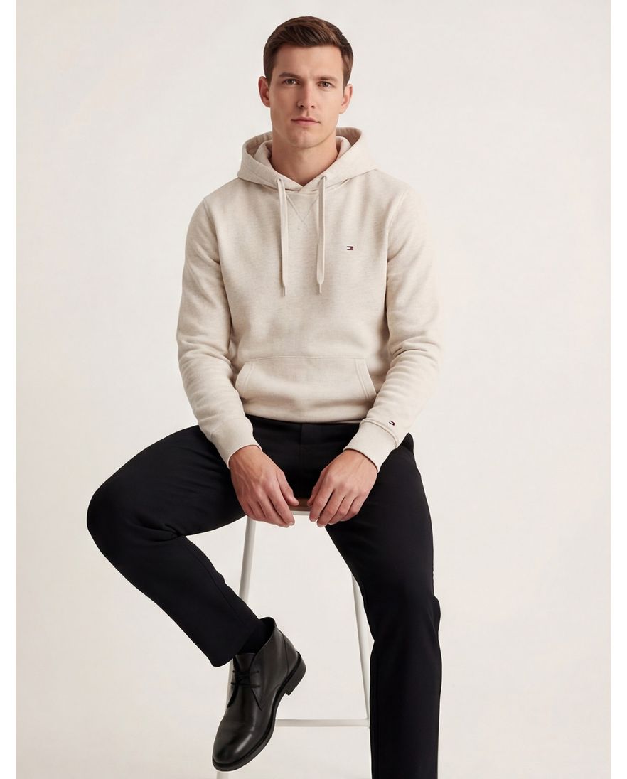 Tommy Hilfiger hoodie grijs effen normale fit katoen