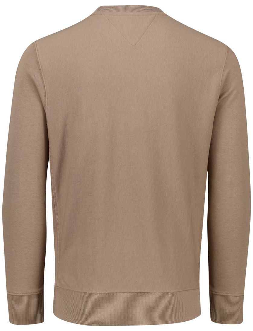 Tommy Hilfiger sweater bruin effen katoen lange mouw opdruk