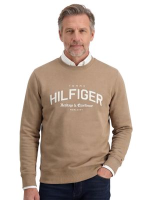 Tommy Hilfiger Tommy Hilfiger sweater bruin effen katoen lange mouw opdruk